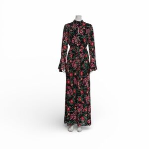 Misa Los Angeles Floral Maxi Whimsigoth Boho Bell sleeve backless dress S NWT